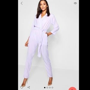 Bohoo Tall Collar Wrap Jumpsuit